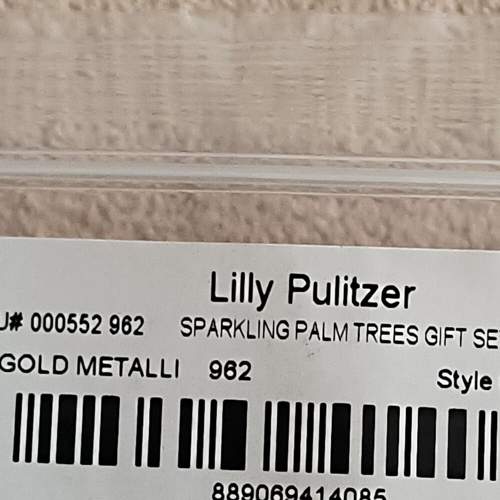 Lilly Pulitzer Sparkling Palm Trees Gift Set Necklace & Earrings Gold Tone - Picture 7 of 8